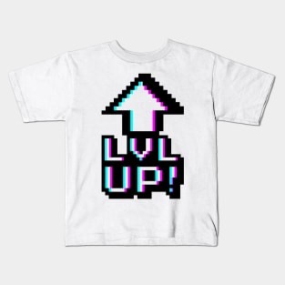 Level Up Retro Pixel Arrow Gamer Geek Design Kids T-Shirt